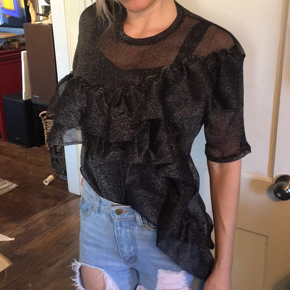 Sheer ruffled top